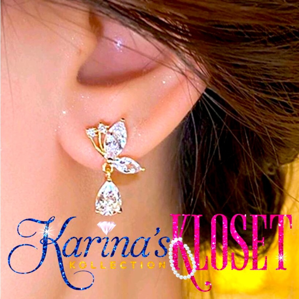 Angelic Swarovski Butterfly Teardrop Earrings 🦋, Stunner High Fashion Gem